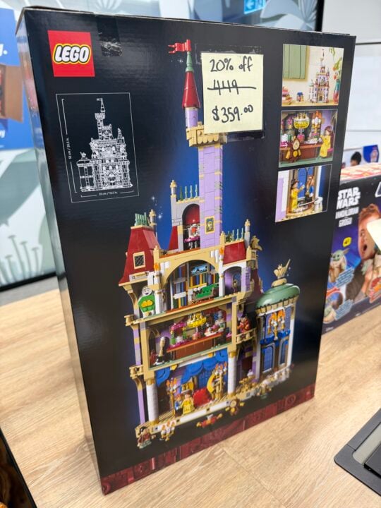 LEGO Disney castle set with a handwritten 20 per cent off price tag showing $359