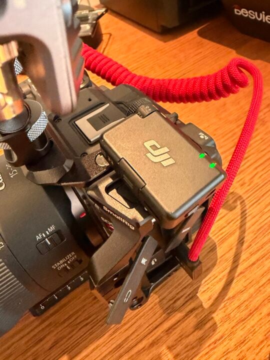 DJI Mic Mini 2 mounted on a camera