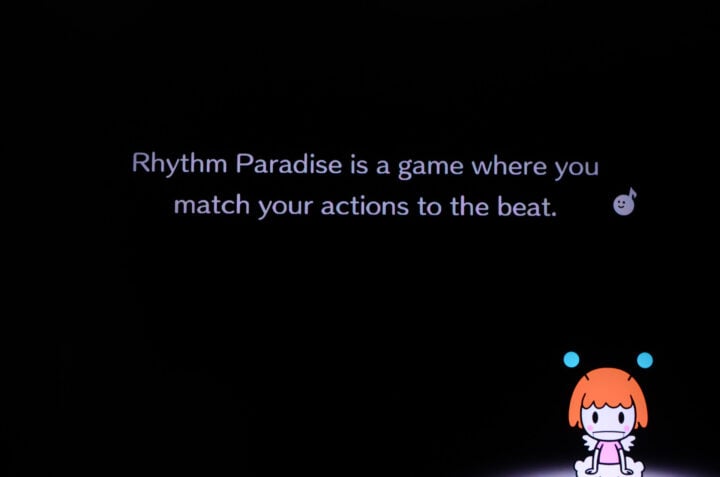 Rhythm Paradise text close up