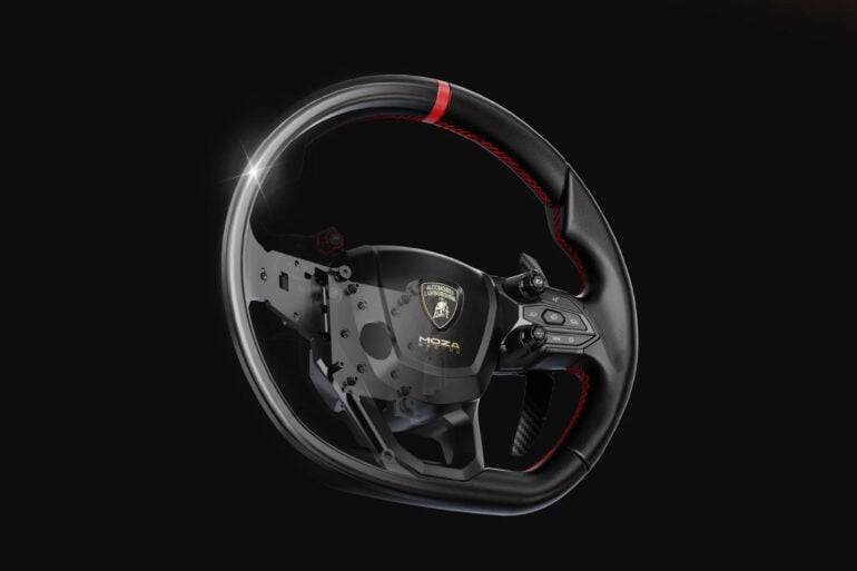 This Lamborghini Revuelto sim racing wheel is pure class