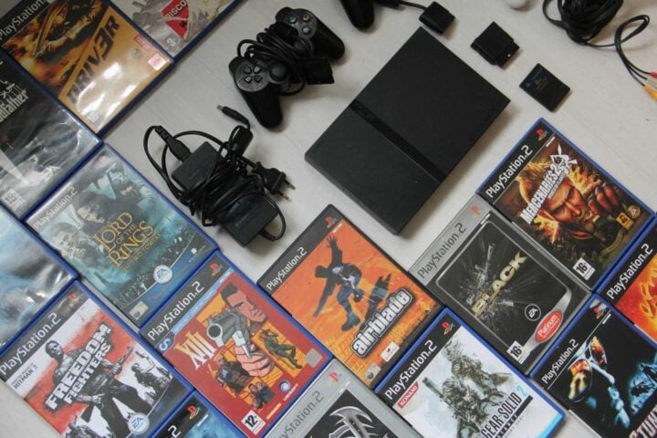 PlayStation 2 and games stock photo