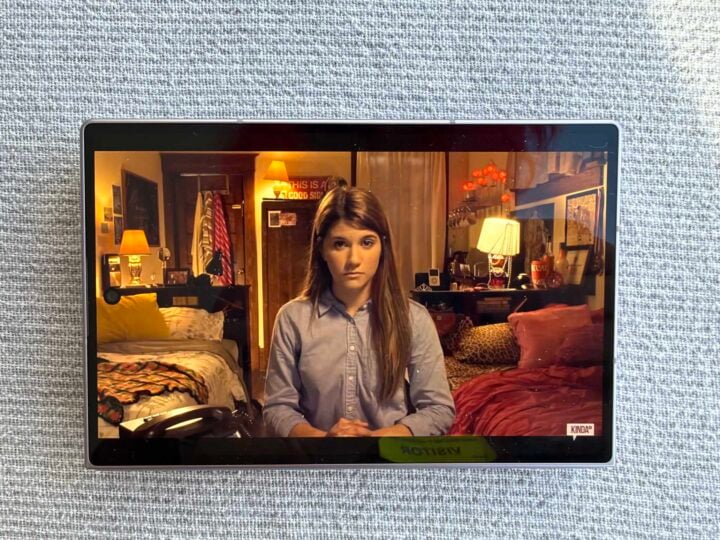 Samsung Galaxy Z Fold 8 watching TV front screen