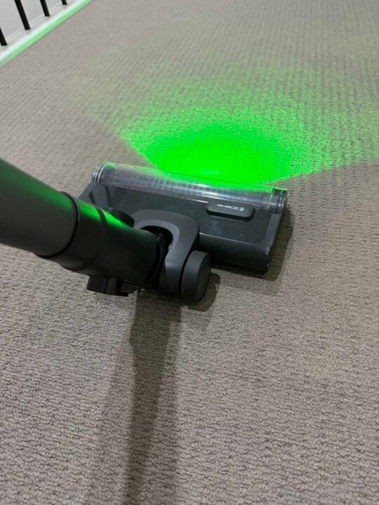 Tineco vacuum's green light viewed from the back