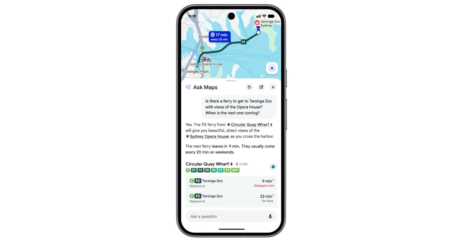 Ask Maps Taronga Zoo query