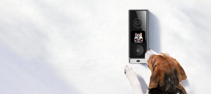 Ezviz EP8 Ultra video doorbell with dog