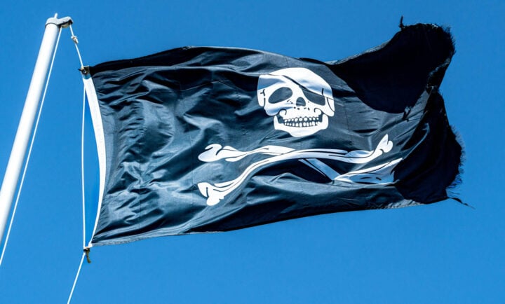 Pirate flag stock image