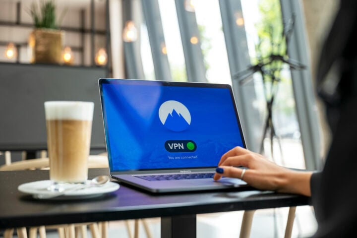 Woman using VPN on laptop