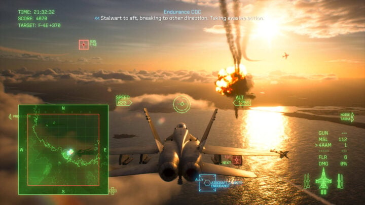 Ace Combat 8 screenshot sunset action