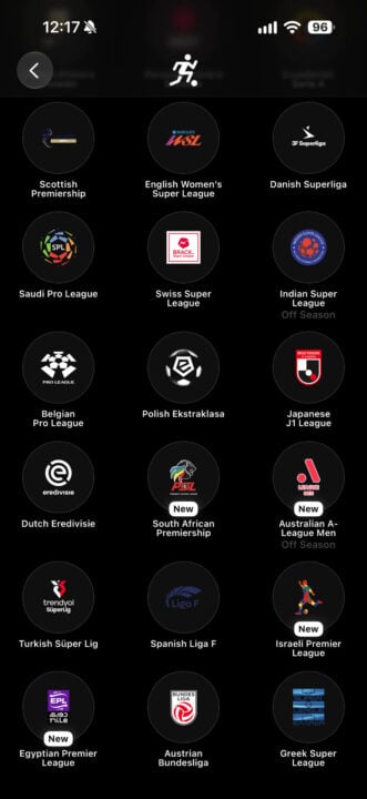 Apple Sports app soccer leagues