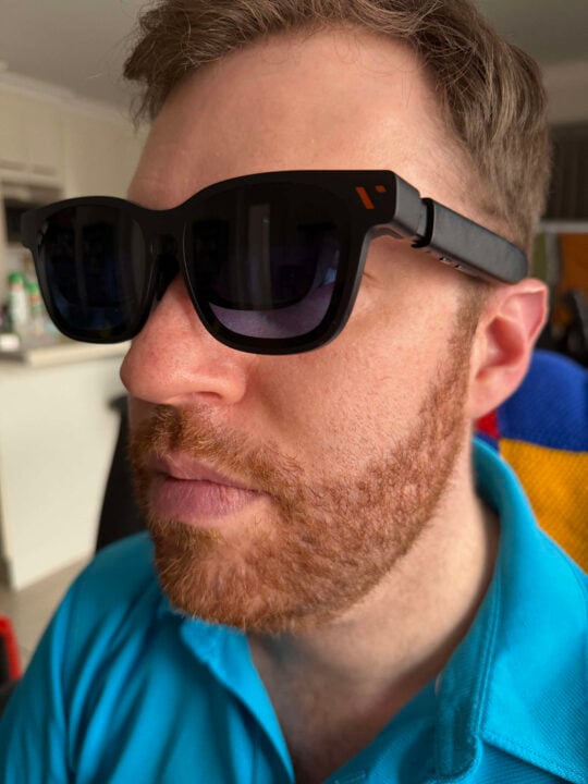 Chris wearing Viture Pro 2 glasses