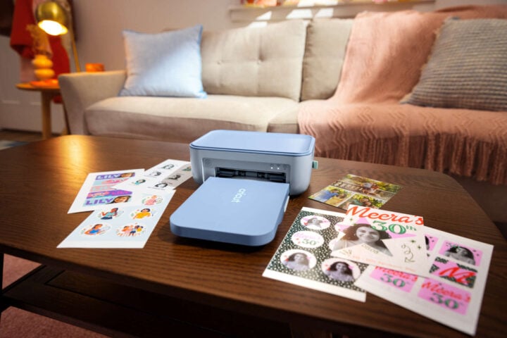 Cricut StickerPix Print on coffee table with stickers
