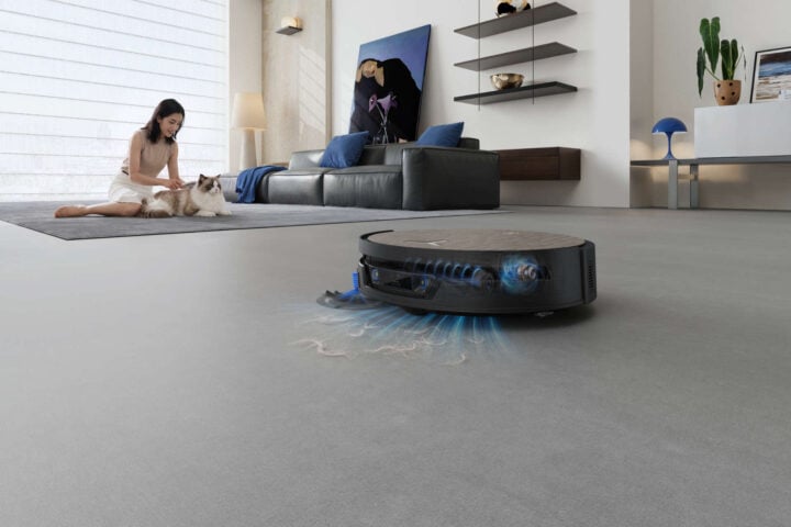 Ecovacs Deebot X12S OmniCyclone vacuuming pet hair
