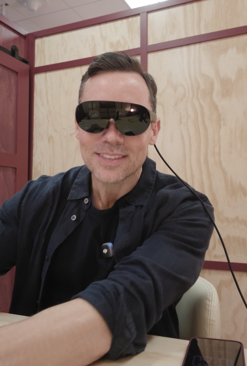 Val wearing Meta VR Glasses, close shot