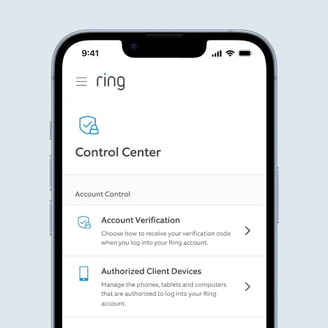 Ring app control centre screen