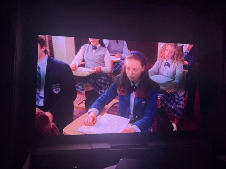 TV playing Gilmore Girls at night