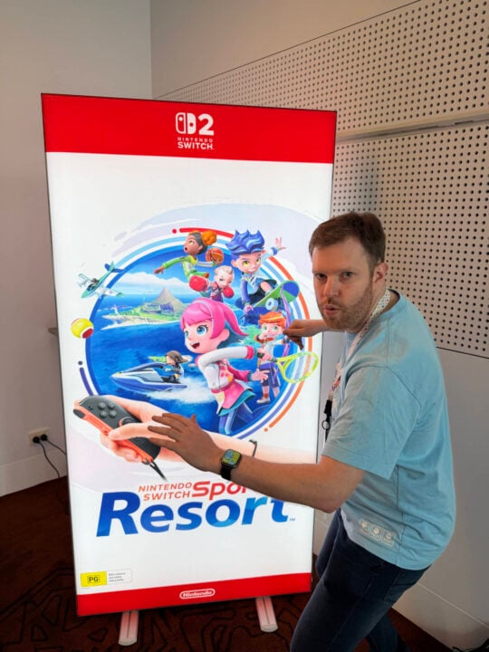 Chris posing NIntendo Switch Sports Resort