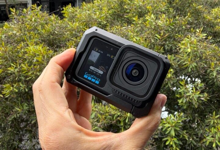 GoPro Mission 1 Pro held in hand outdoors