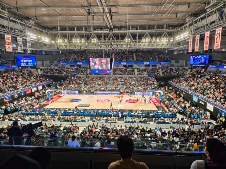 Photo of a full basketball stadium