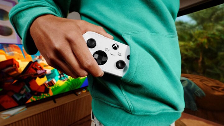 Xbox Nano Controller in model's pocket